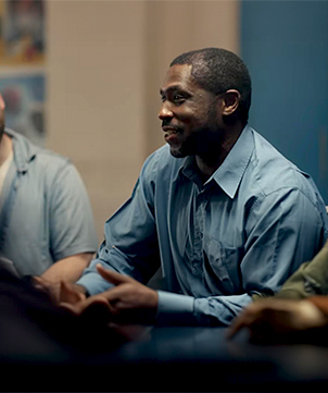 Men in blue shit talking